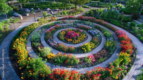 whimsical flower maze with vibrant petals guiding visitors on an enchanting journey.