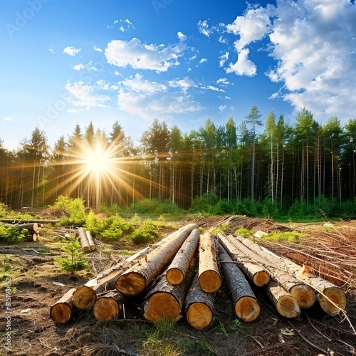 Nature's Majesty: Sunlit Woods Under Azure Skies