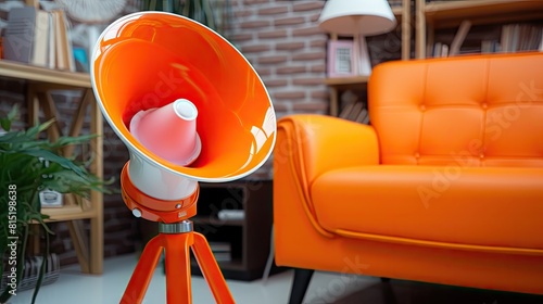 Orange megaphone inside the orange room UHD Wallpaper