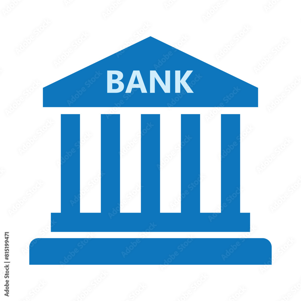 Bank building icon symbol, blue bank sign flat style isolated on white background, vector illustration EPS 10. Online banking, finance, bank transaction, bank service. Business and financial concept. Bank building icon symbol, blue bank sign flat style isolated on white background, vector illustration EPS 10. Online banking, finance, bank transaction, bank service. Business and financial concept.