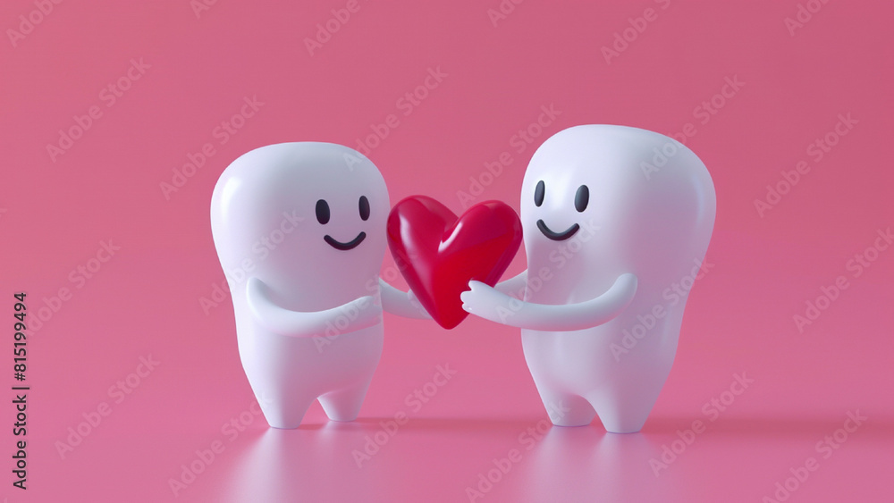 Cute teeth love, dental concept Cute teeth love, dental concept