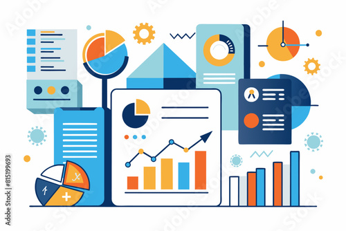 Simple elegant graphics graph of company, Company graph chart and pie chart vector with popups