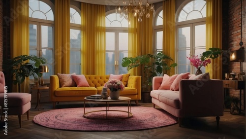 Cozy living room with yellow accents © Damian Sobczyk