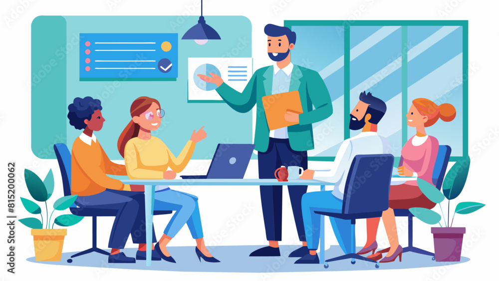 An employee giving a presentation to coworkers An employee giving a presentation to coworkers