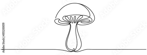 Continuous one line drawing of mushroom. Vector illustration