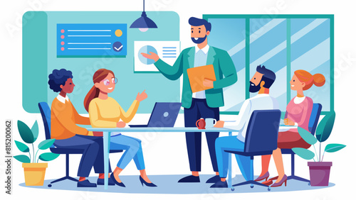 An employee giving a presentation to coworkers