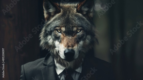 Alpha male concept Business wolf dressed 