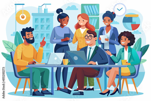 group of coworkers in a team meeting