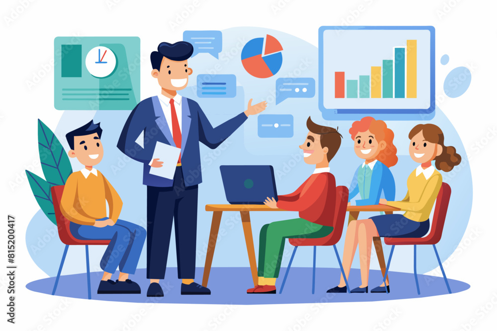 boss giving a presentation to employees boss giving a presentation to employees