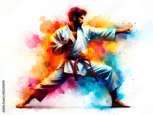 Karate,martial art in watercolor