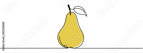 One line pear design. Hand drawn minimalism style vector illustration isolated on white background
