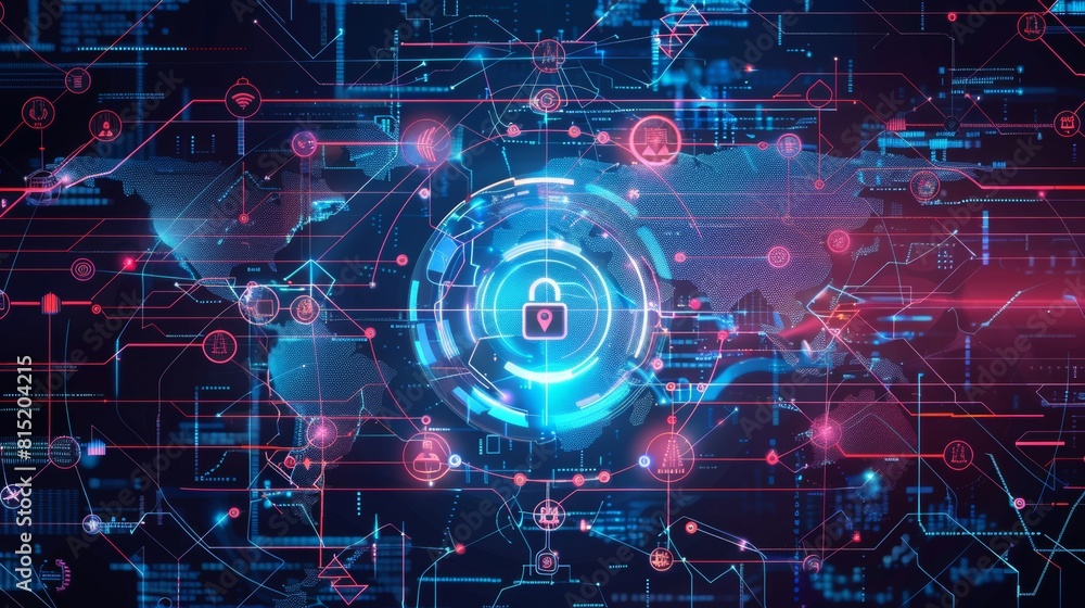 Obraz premium Global network security background.