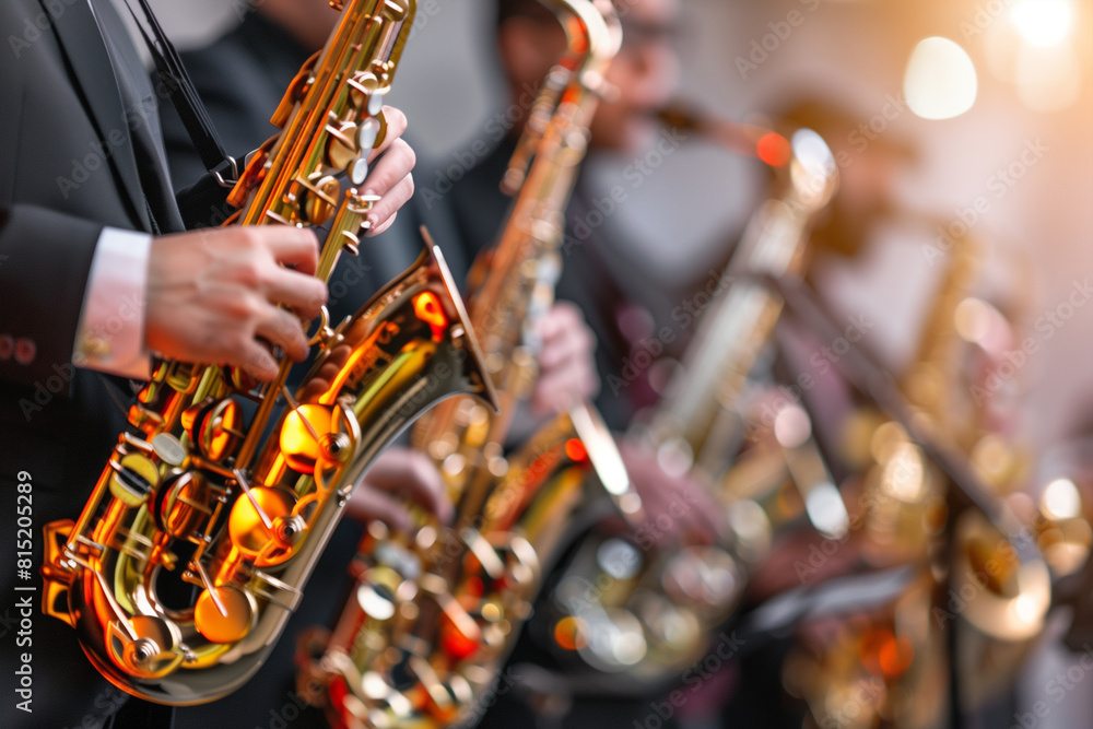 Group of People Playing Saxophones at Jazz Festival