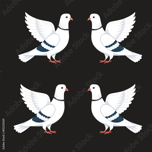 Free vector white pigeons set