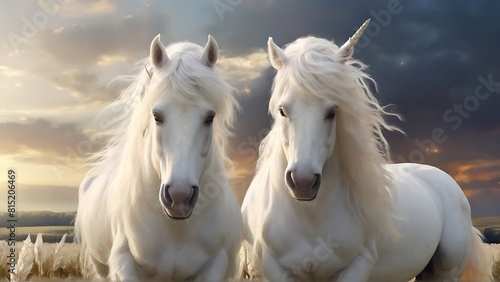 Mystical Unicorn with Cascading White Hair