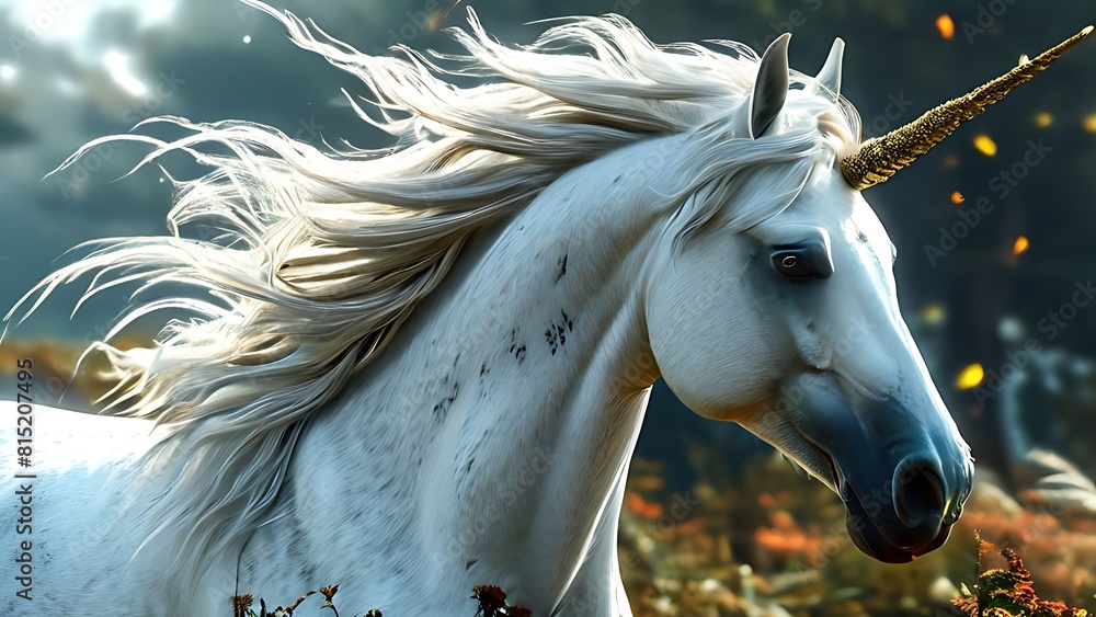 Divine White Unicorn with Glowing Mane Divine White Unicorn with Glowing Mane