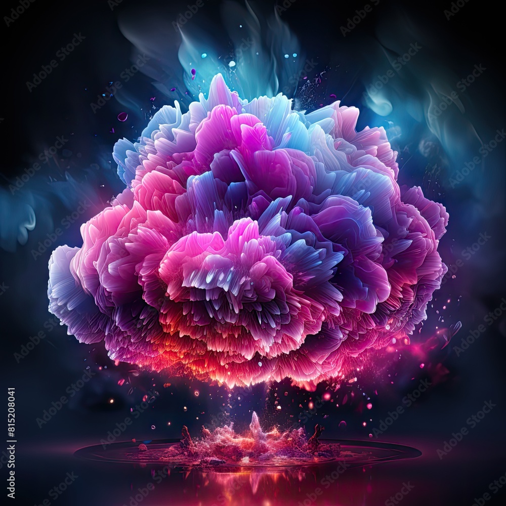 Obraz premium single cloud raining vibrant purple pink and neon UHD Wallpaper