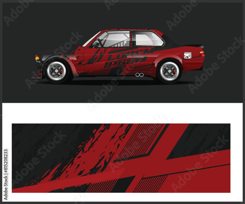 Car wrap racing livery vector. Abstract stripe racing background for pickup truck