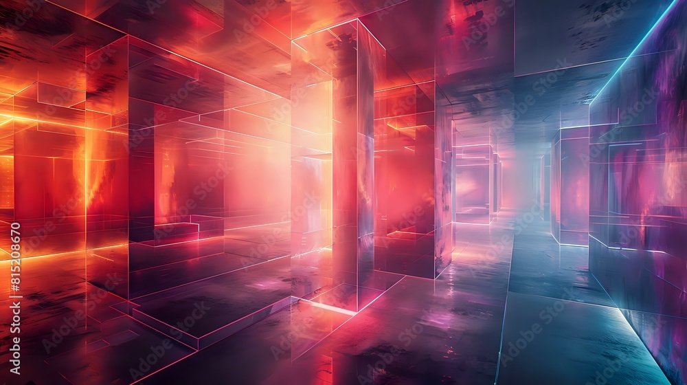 Futuristic Light Symphony: Abstract Forms and Electric Hues