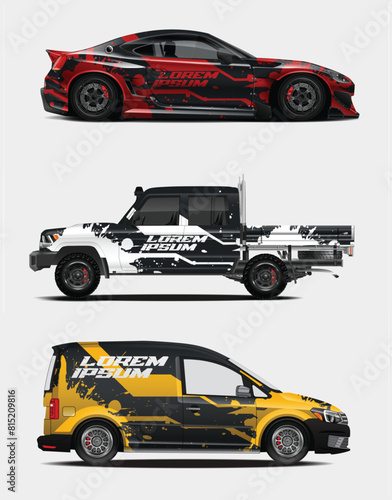 Car wrap racing livery vector. Abstract stripe racing background for pickup truck