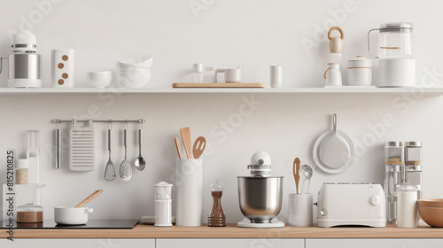 Streamlined Efficiency  Minimalist Kitchen Essentials in Clean  Organized Space