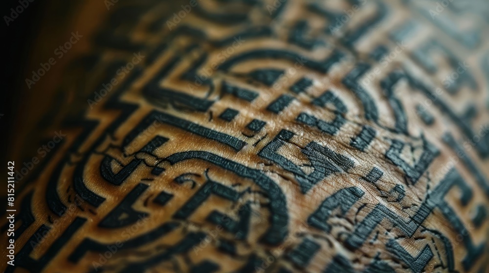 Create an image of a maze tattoo on a forearm, with intricate black lines symbolizing the path to success Create an image of a maze tattoo on a forearm, with intricate black lines symbolizing the path to success