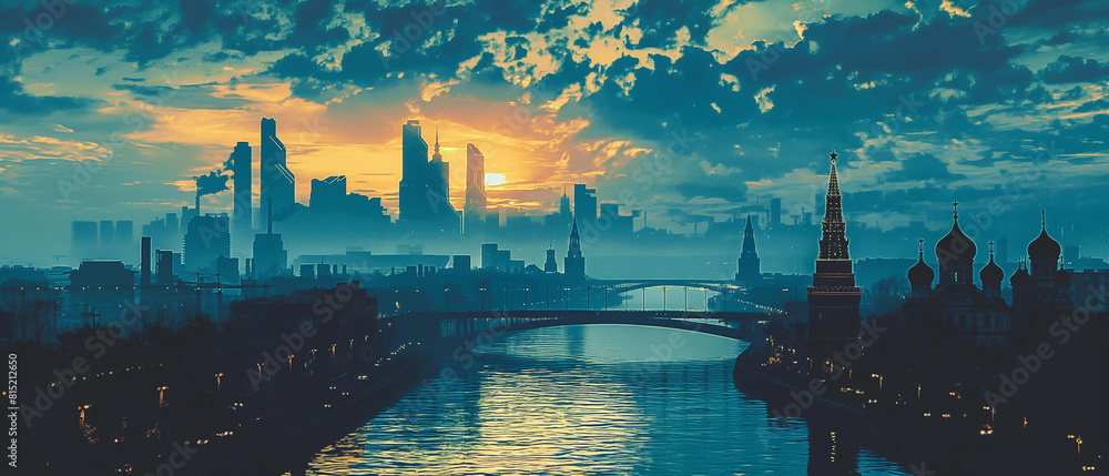 Fototapeta premium sunset over the city