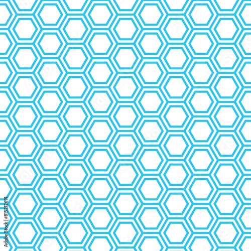Hexagon Geometry Seamless Design Art, White, Vivid cyan