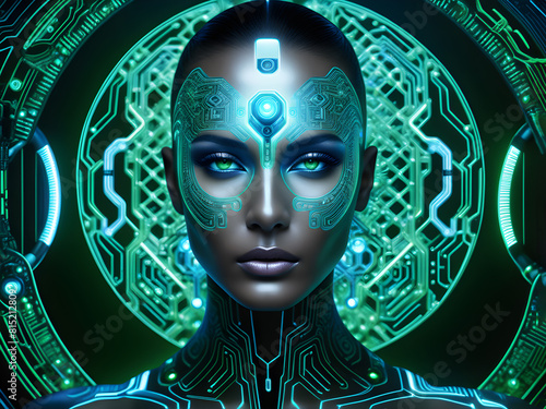 humanization of artificial intelligence, robot woman portrait (ID: 815212809)