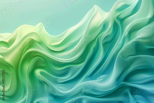 colorful backdrop illustration with abstract, soft 3d waves, bright green, turquoise and blue tones