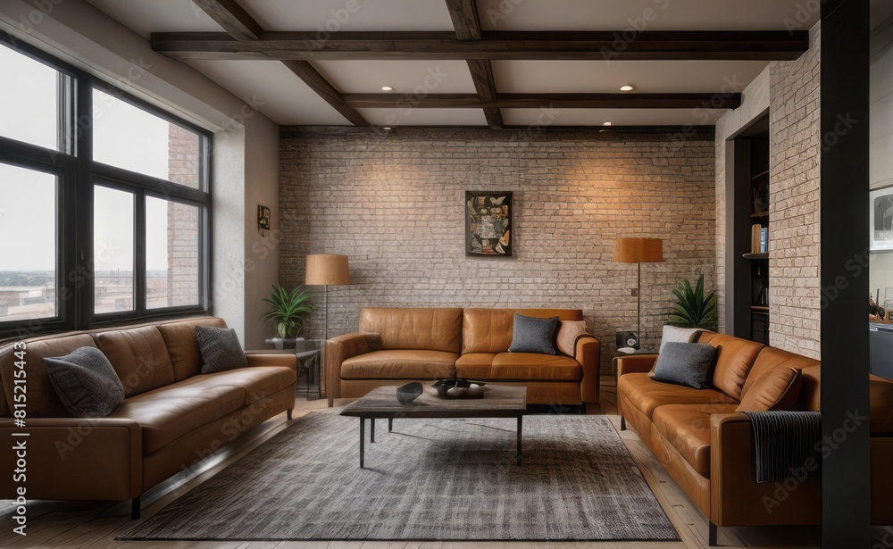 Fototapeta premium Exposed Brick Loft with Vintage Accents
