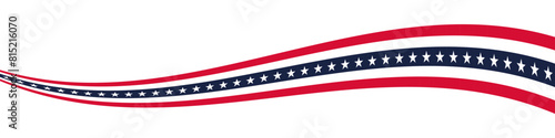 Stars and stripes Ribbon American Flag Background. USA Celebration banner background with Flag of America Decoration for 4th of July Independence Day, Presidents Day, Labor Day. Vector Illustration
