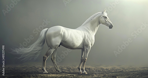 Profile of Arabian horse on background. Generative Ai