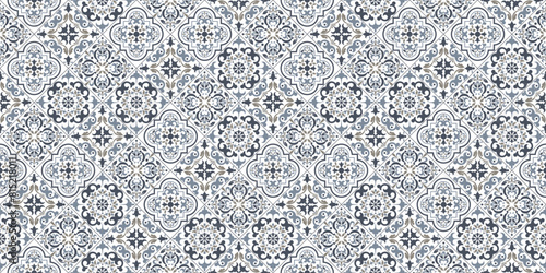 Seamless ceramic tile with colorful patchwork. Vintage multicolor pattern in turkish style. Endless pattern can be used for ceramic tile, wallpaper, linoleum, textile, web page background.