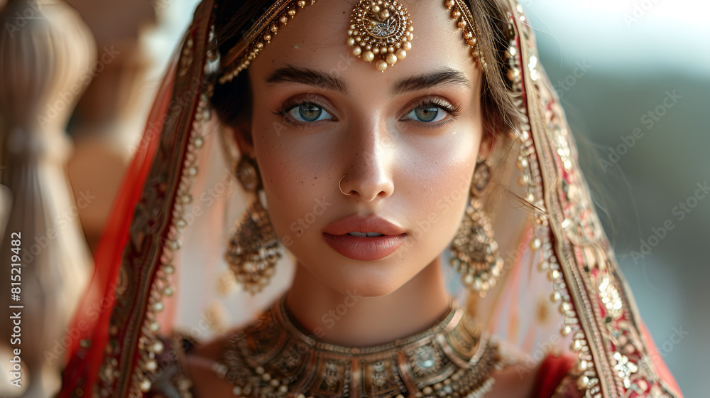 Portrait of beautiful Indian girl in traditional attire