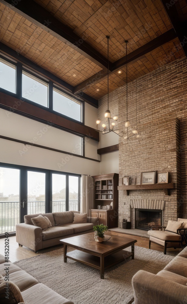 Naklejka premium Exposed Brick Loft with Vintage Accents