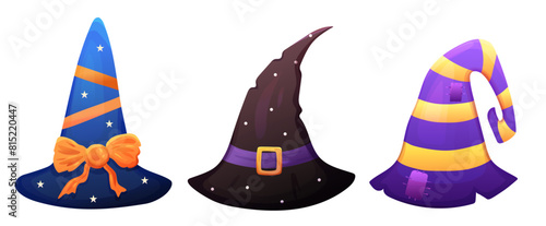 Set with halloween witch hat with decor