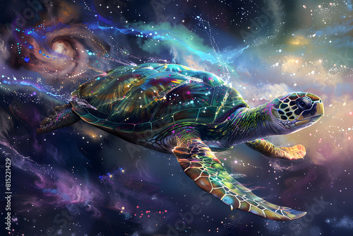 Step-by-Step Digital Art Tutorial: Crafting a Majestic Cosmic Sea Turtle and Starlit Galaxy © Elijah