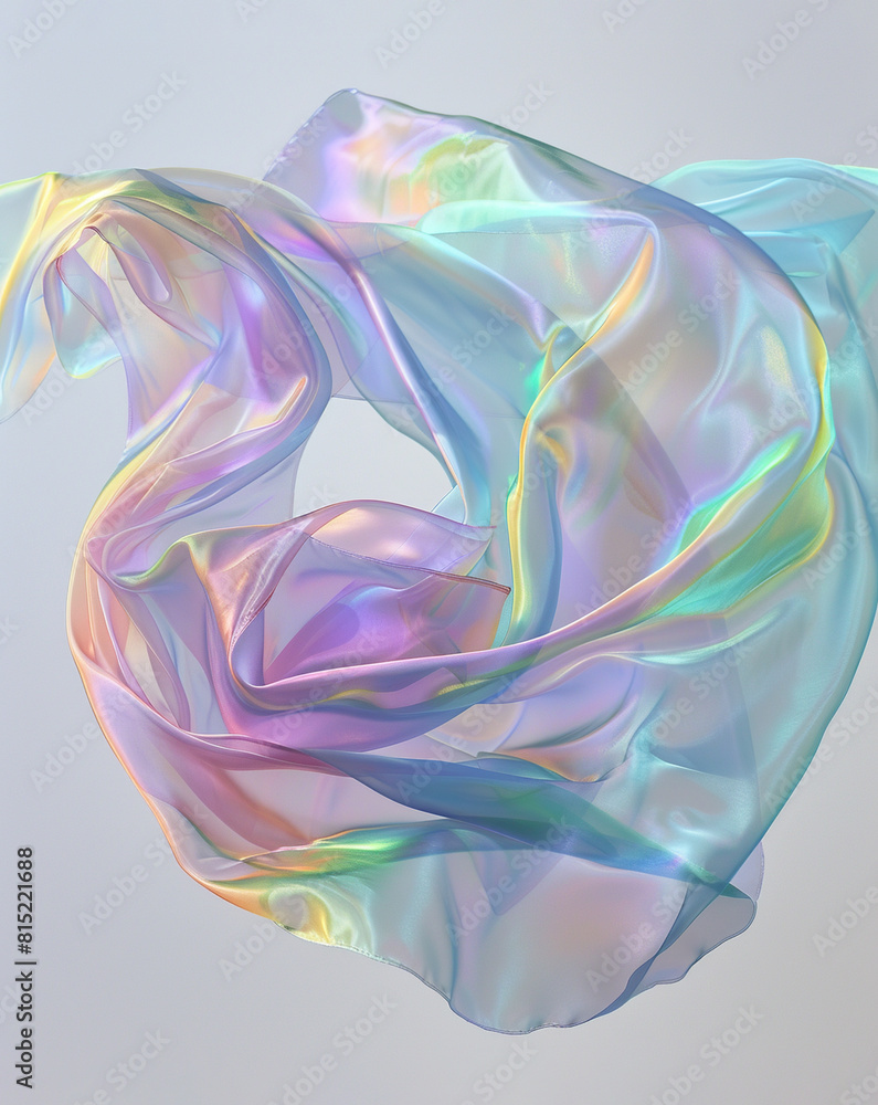 Colorful transparent fabric flying in the air Colorful transparent fabric flying in the air