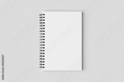 White spiral notebook mockup. © Shablon