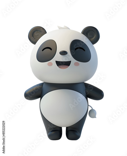 3D Rendered Cute and Happy Panda Bear  Illustration of a Chibi Animal Cartoon Character  Isolated on Transparent Background  PNG