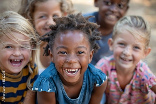 Portrait of smiling african american girl with group of friends