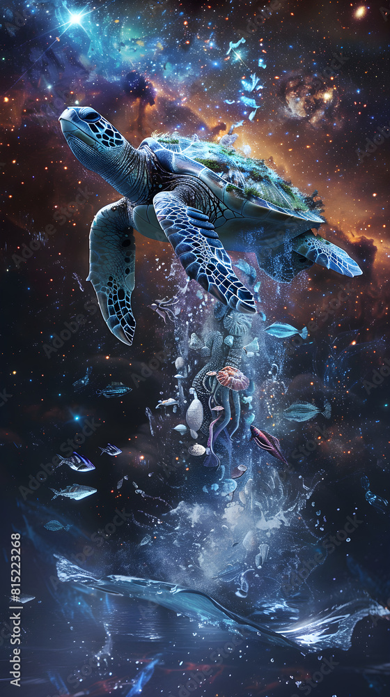 Step-by-Step Digital Art Tutorial: Crafting a Majestic Cosmic Sea Turtle and Starlit Galaxy