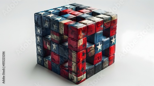 American Flag Design Transformed into a Captivating D Hypercube Artwork photo