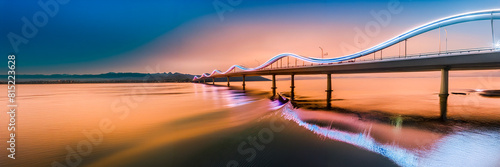 wave bridge neon design architecture