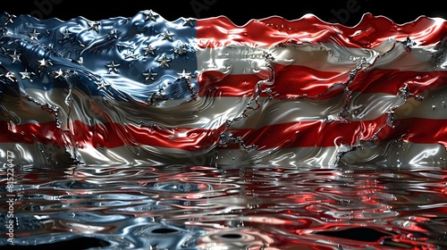 Liquid Mirror American Flag A Stunning D Model with Pristine Reflections and Geometric Wonders photo