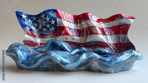 Liquid Mirror American Flag A D Model Showcasing Pristine Reflections and MindBending Geometries photo