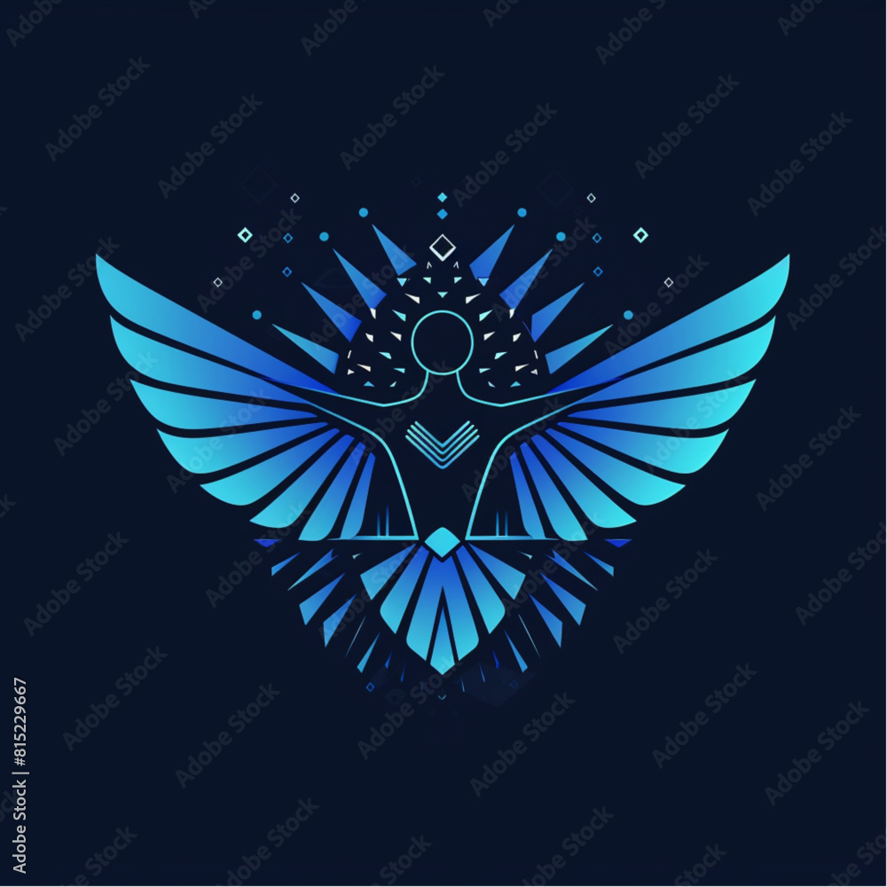 Winged Man Rising Logo logo design, using simple shapes and patterns of a winged man with ...
