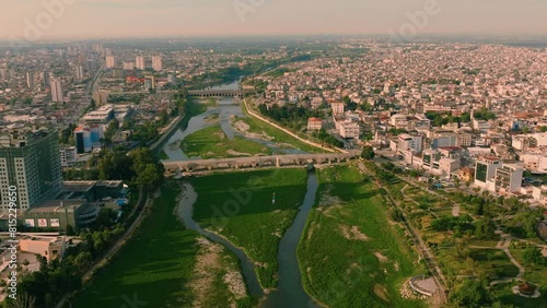 Adana City Famous Bridge Drone View photo