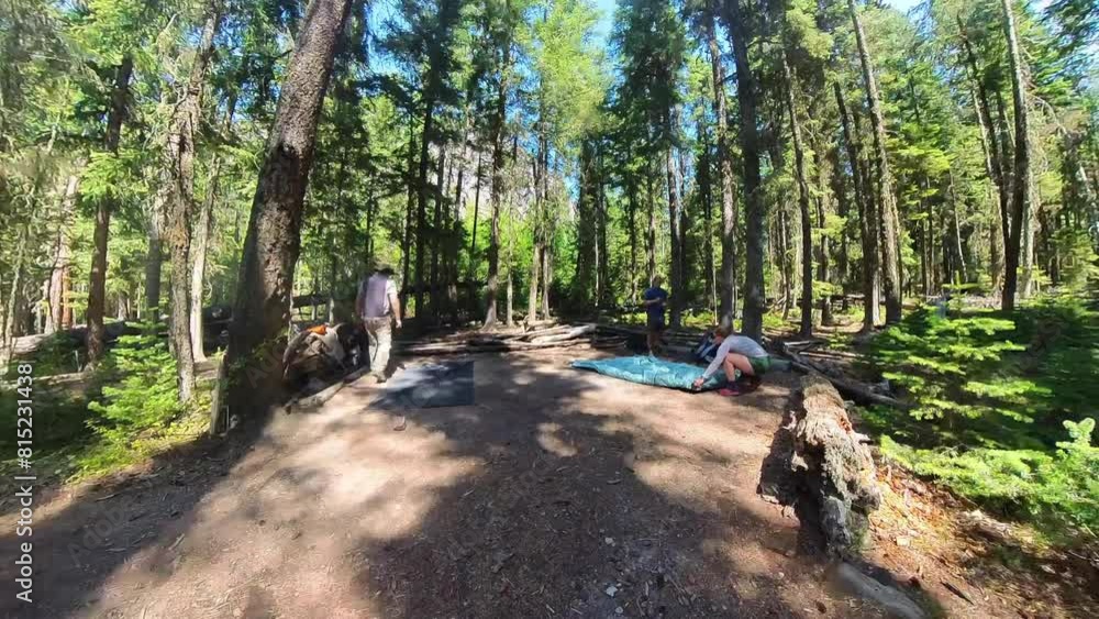 Setting up Camp at Upper Kintla Lake in Glacier National Park Setting up Camp at Upper Kintla Lake in Glacier National Park